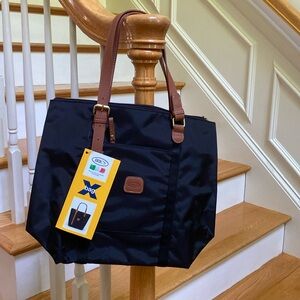 BRICS Milano Italian Travel Bag - black 10X6X12 H - 2 bags in one